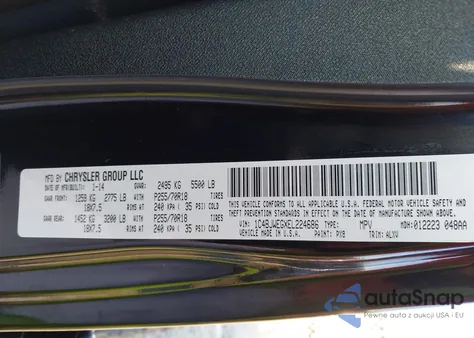 2014 Jeep Wrangler Unlimited Sahara z USA, uszkodzony, nr VIN 1C4BJWEGXEL224686